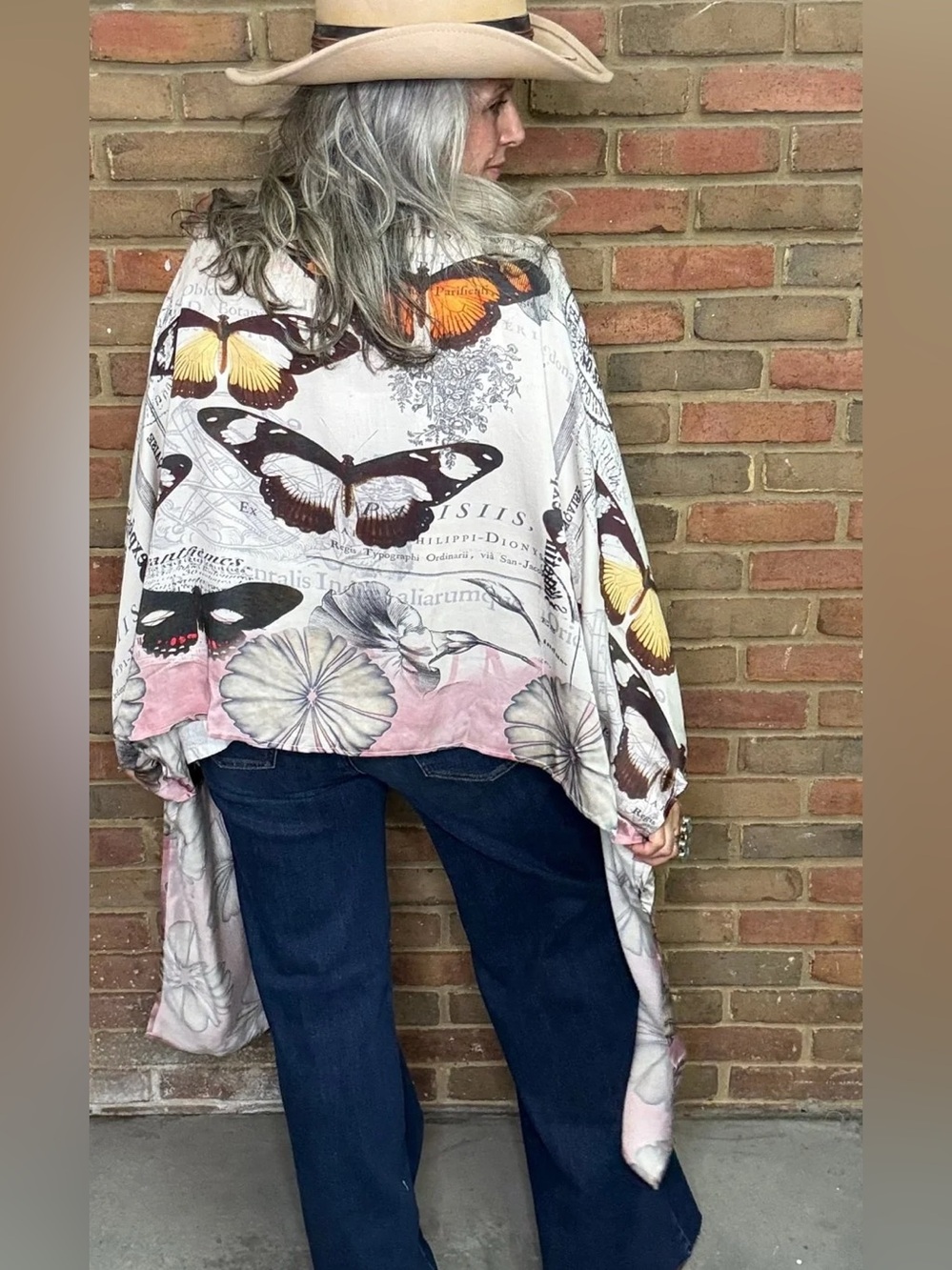 NWT A Rare Bird Silk Butterfly Kimono O/S - Picture 3 of 5